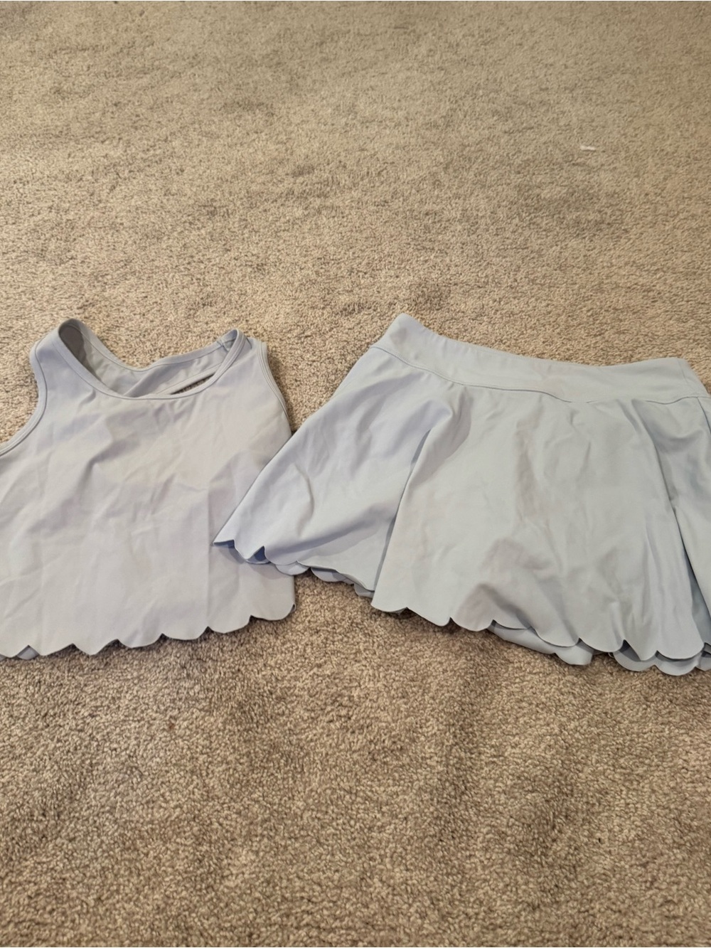 Amazon Light Blue Scallop Edge Tank Top and Skirt Set